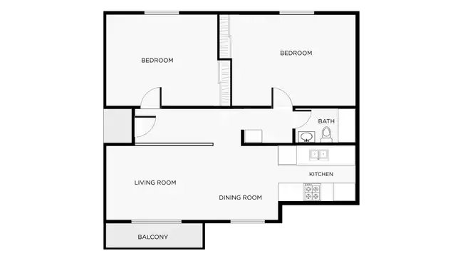 2 Bed 1 Bath 5620-40 floor plan